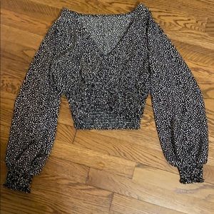 CUTE BLACK AND SPOTTED WHITE SHIRT!!!